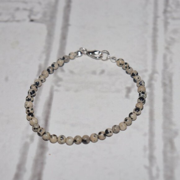 Dalmatian Jasper Beaded Bracelet | 7.5" | Silver Clasp | Natural Stone | NWoT - Picture 3 of 5